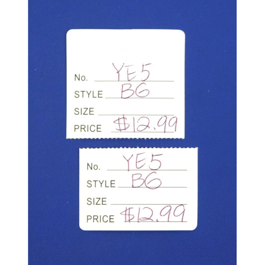 Pre-Printed Strung / Unstrung Tags — Perforated — 1 1/4″ x 1 7/8″ — Without String — White Paper