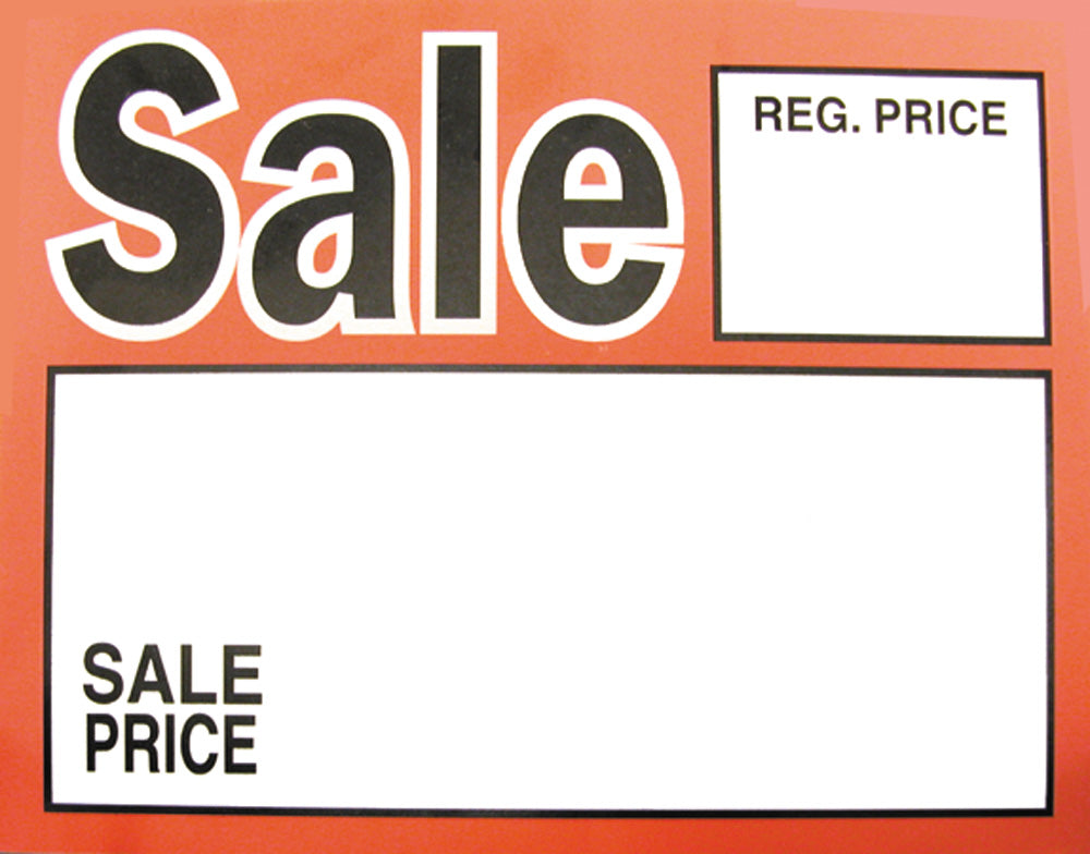 Large Paper Price Signs — Sale w/ Price — White