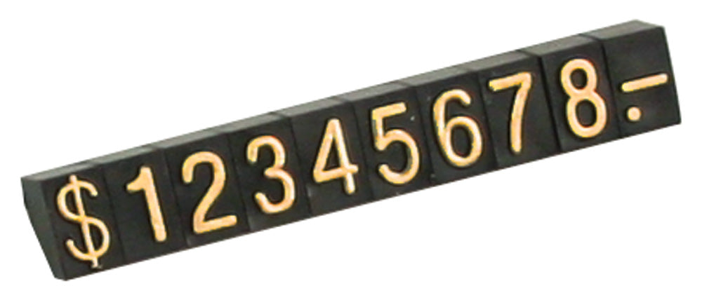 Interlocking Pricing Block Set — 200-Piece Set — Gold Letter on Black Base