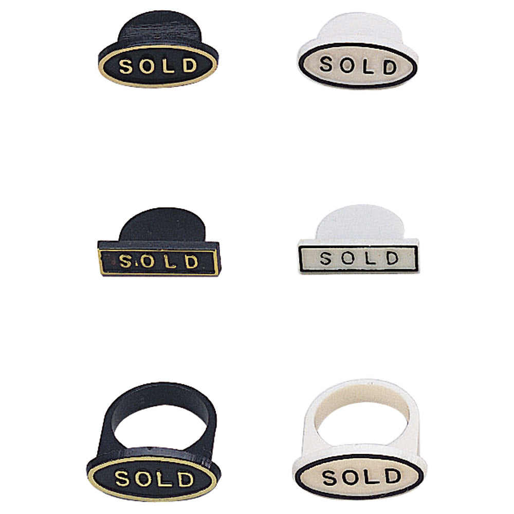 Sold Tags — 7/8″ x 1/2″ Dia. — Black w/ Gold Letter