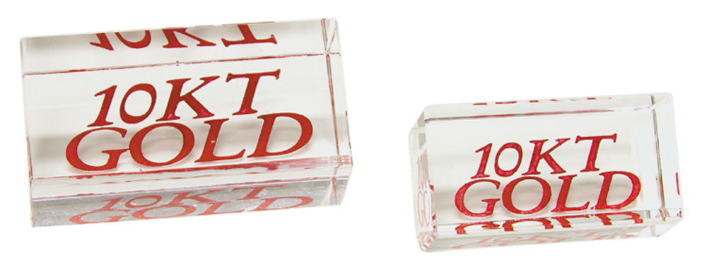 Crystal Signs — 10KT Gold — 2″ x 1″ x 1″ H — Clear Crystal