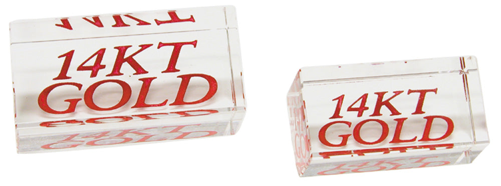 Crystal Signs — 14KT Gold — 2″ x 1″ x 1″ H — Clear Crystal