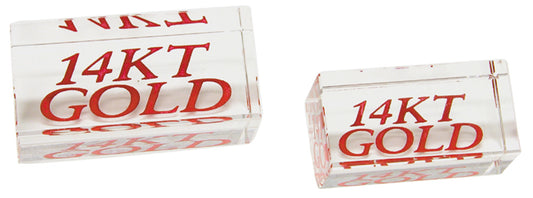 Crystal Signs — 14KT Gold — 2″ x 1″ x 1″ H — Clear Crystal