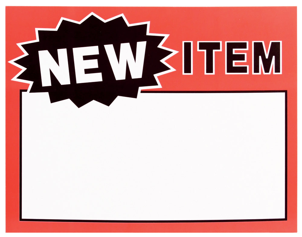 Large Paper Price Signs — New Item — White