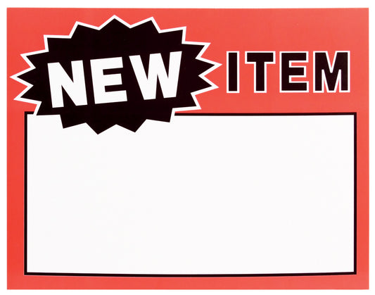 Large Paper Price Signs — New Item — White