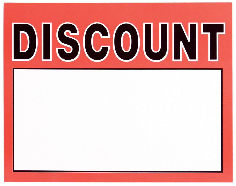Large Paper Price Signs — Discount — White
