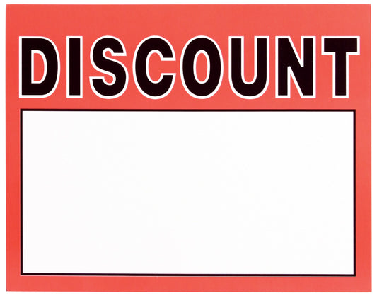 Large Paper Price Signs — Discount — White