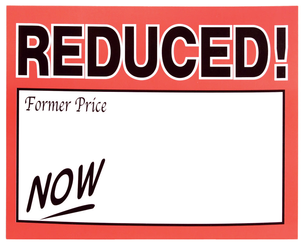Large Paper Price Signs — Reduced — White