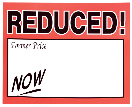 Large Paper Price Signs — Reduced — White