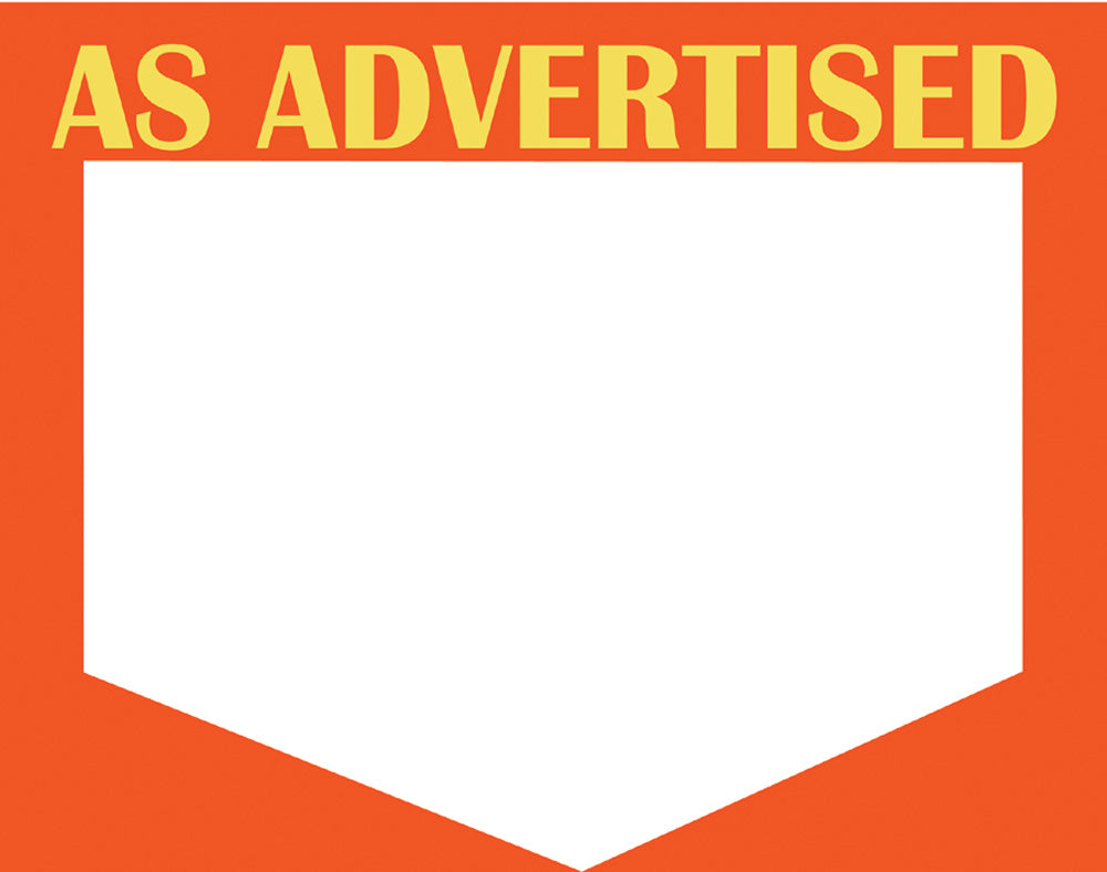 Large Paper Price Signs — As Advertised — White