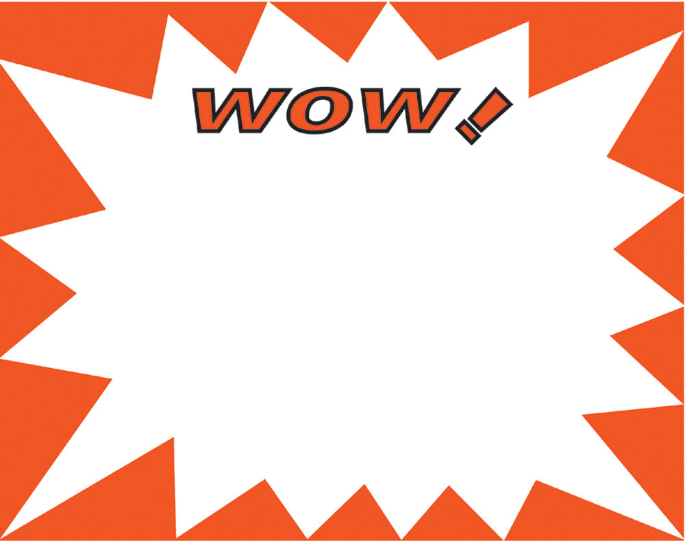 Large Paper Price Signs — Wow — White
