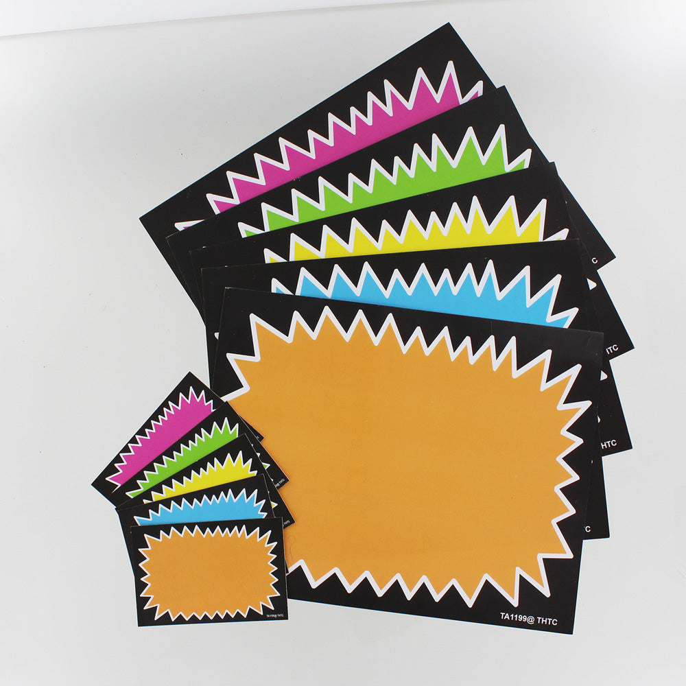 Neon Color Paper Signs — Small — 2 3/4″ x 1 7/8″ — Assorted Neon