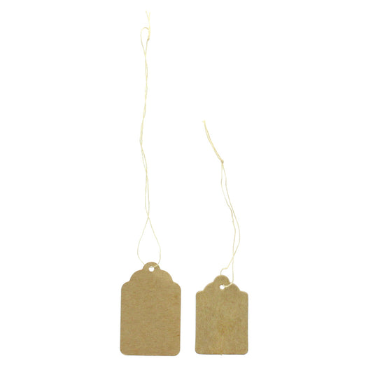 Strung / Unstrung Tags — Scallop Top #7 — 1 7/16″ x 2 3/16″ — With String — Kraft Paper