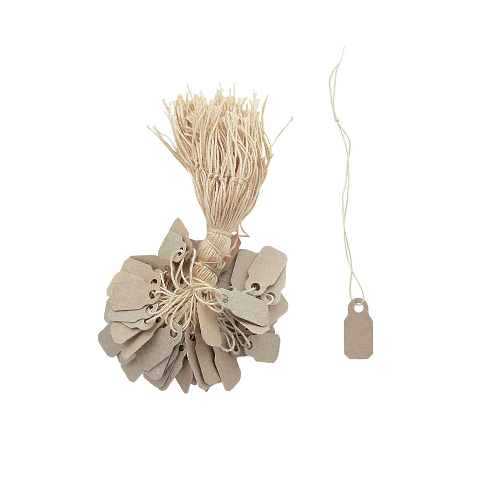 Jewelry String Tags — 3/8″ x 7/8″ (10 x 22mm) — Kraft Paper