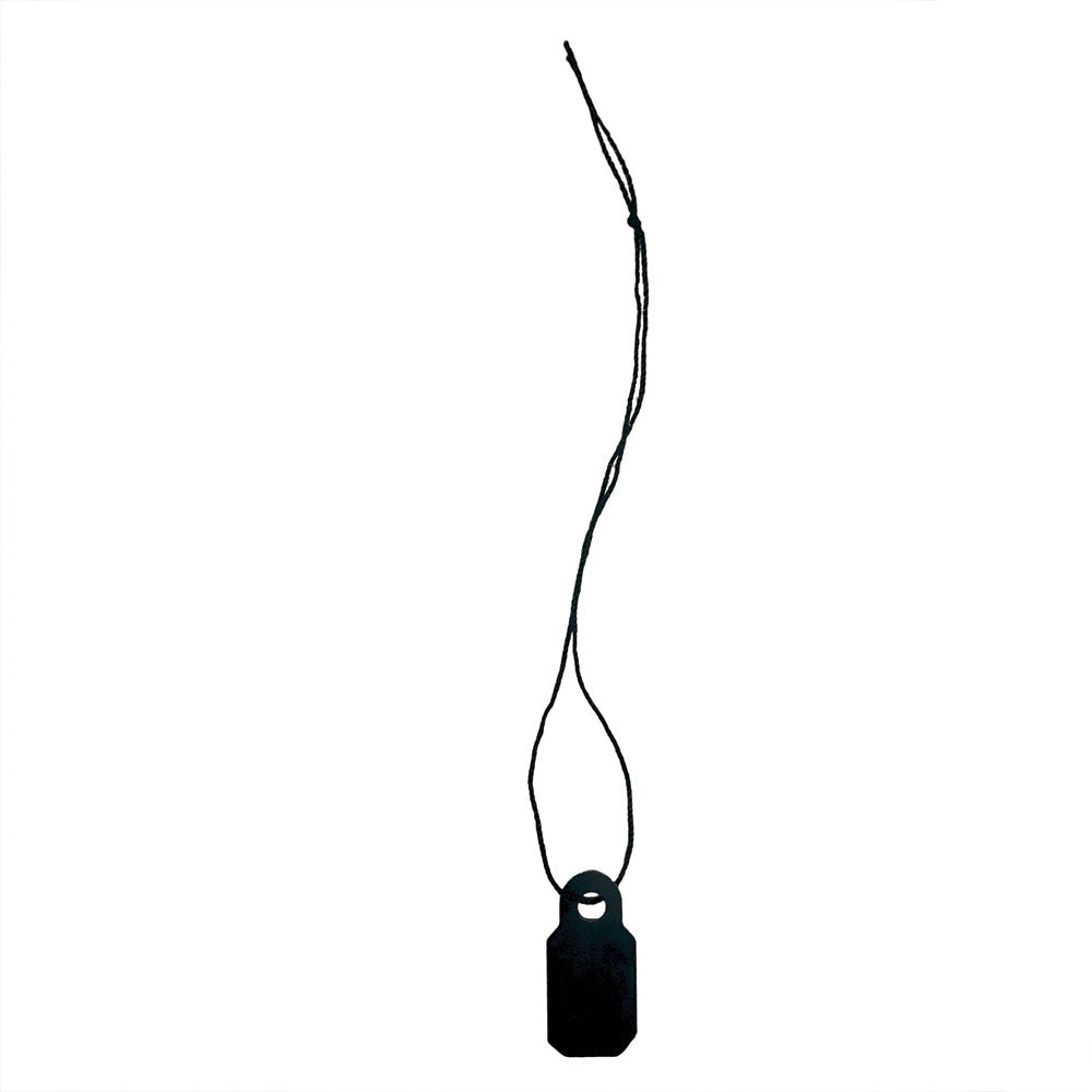 Jewelry String Tags — 7/16″ x 1 1/8″ — Black Plastic