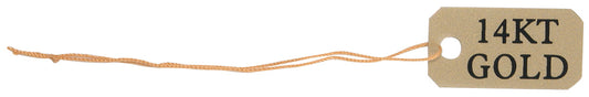 Pre-Printed String Tags — Plastic 14KT Gold — 1/2″ x 1″ — White