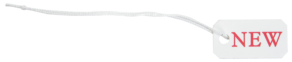 Pre-Printed String Tags — Paper New — 1/2″ x 1″ (13 x 25mm) — White
