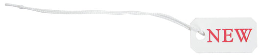 Pre-Printed String Tags — Paper New — 1/2″ x 1″ — White