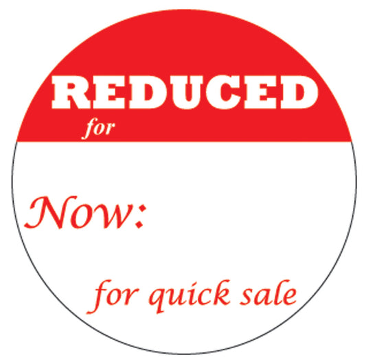 Round Self Adhesive Pre-Printed Labels — Reduced for Quick Sale — White