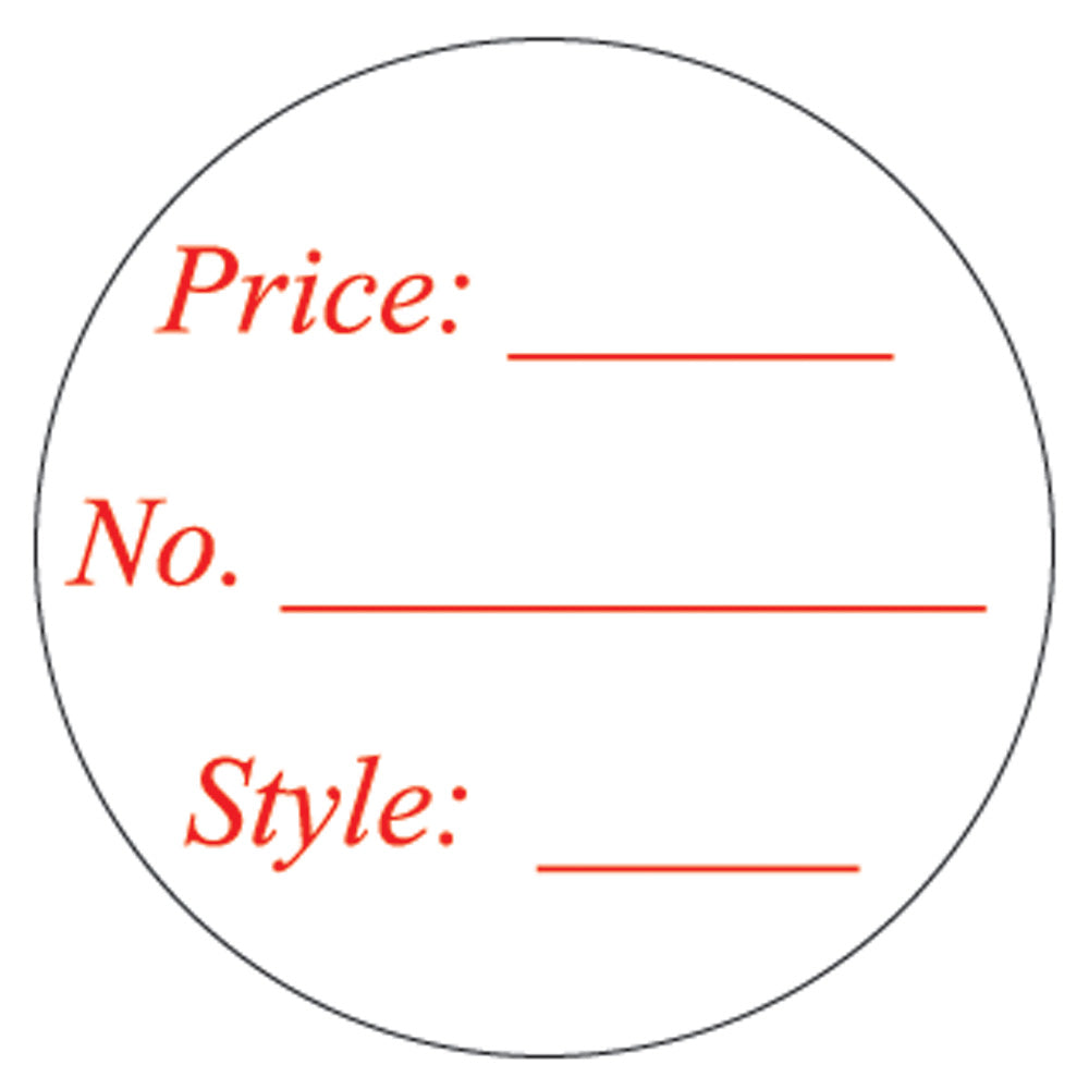 Adhesive Labels for Gem Jars — Price / No. / Style Tag — 500 Pc/Pack — White