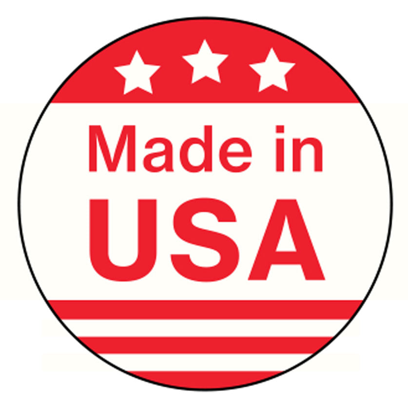 Round Self Adhesive Pre-Printed Labels — Made in USA — White