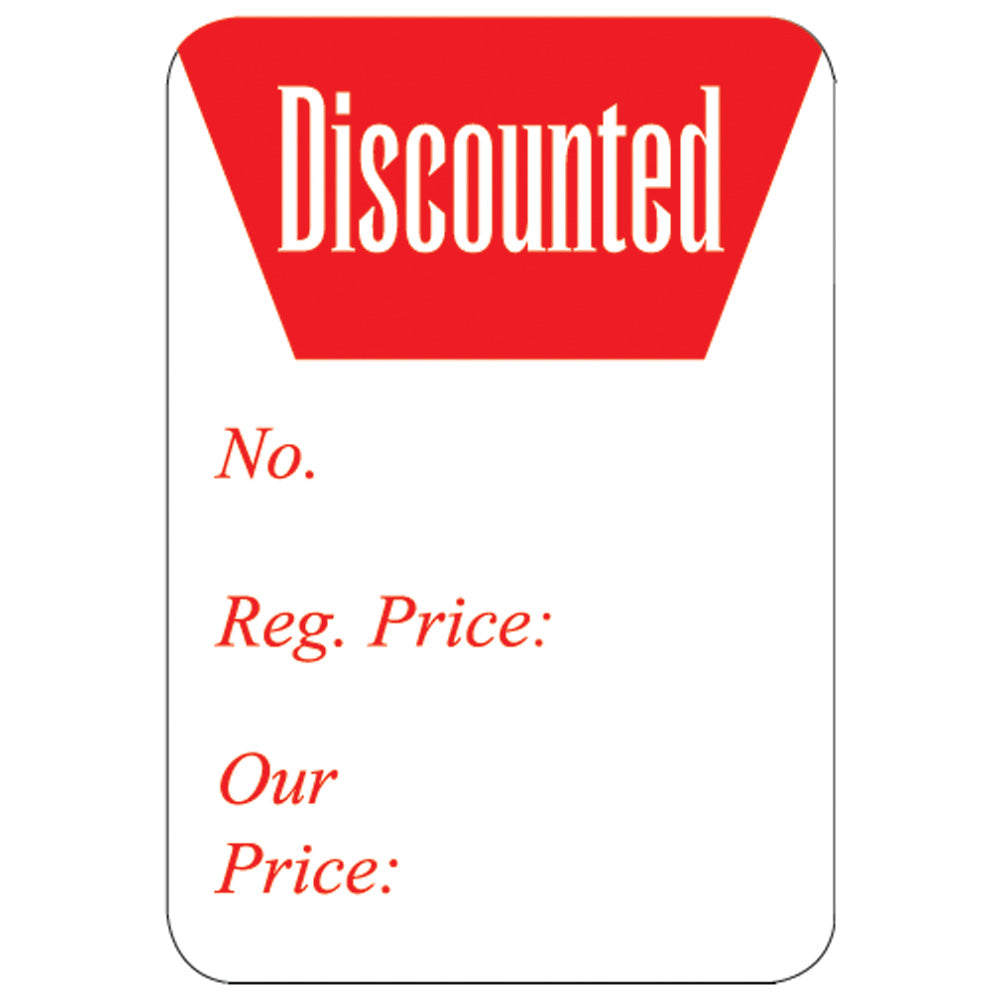 Rectangular Self Adhesive Pre-Printed Labels — Discounted — 1 1/8″ x 1 5/8″ (28 x 41mm) — White