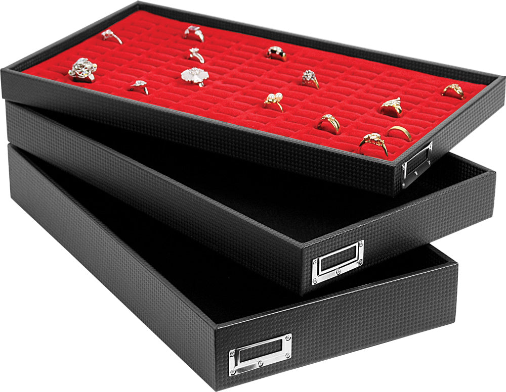 Carbon Fiber Patterned Trays — B. 14 3/4 x 8 1/4 x 1 1/2" (37.5 x 21 x 4cm) — Black Carbon Fiber