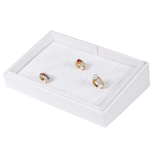 2″ H Angled Display Trays — Bracelet (8) — All White Faux Leather