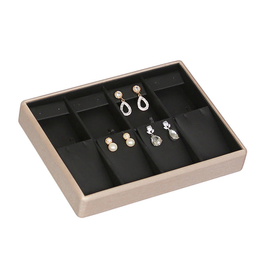Durable Lightweight Stacking Trays — Earring/Pendant Pad (4-Pad) — Black Faux Leather w/ Luna Gold Trim