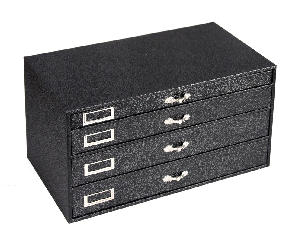 Storage Organizers — 4 Trays Case: 1 x 1" H, 1 x 1 1/2" H, 2 x 2" H Tray — Black