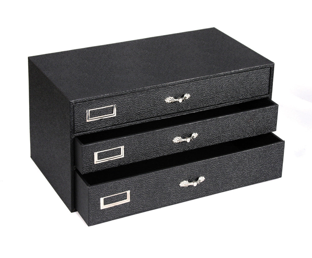 Storage Organizers — 3 Trays Case: 2 x 2" H, 1 x 3" H Tray — Black