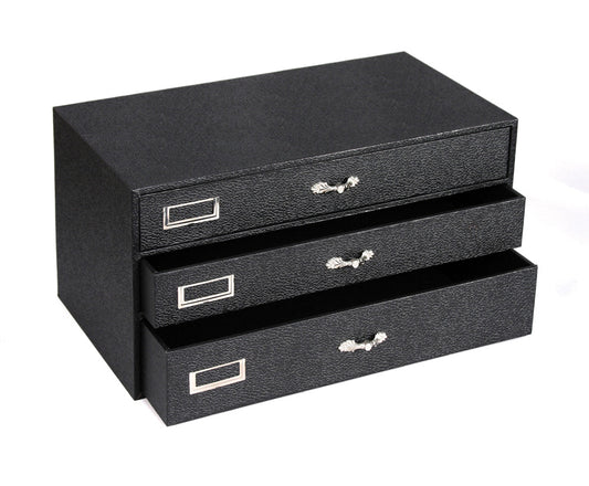 Storage Organizers — 3 Trays Case: 2 x 2" H, 1 x 3" H Tray — Black