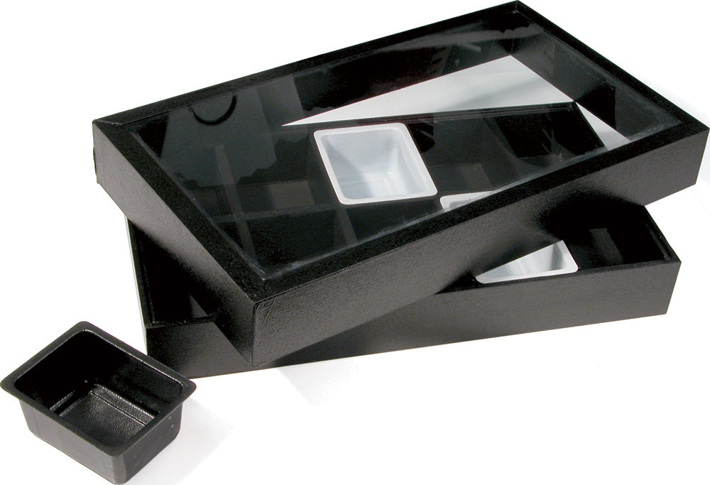 View-Top Wooden Tray with Lid — Black