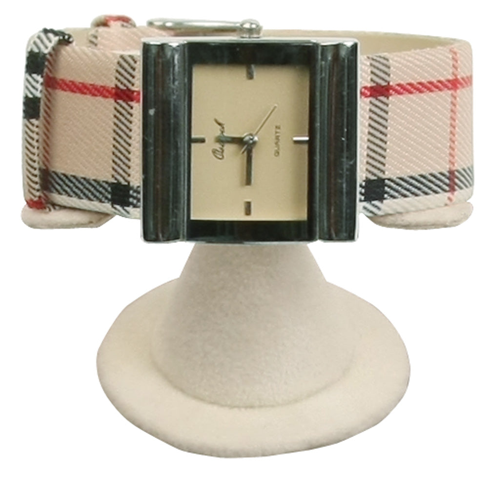 Horizontal Watch Display Stand — Beige Faux Suede