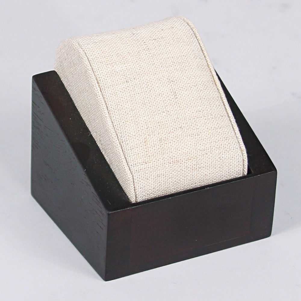 Pillow Watch Display Stand — Linen w/ Dark Walnut