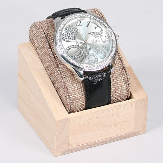 Pillow Watch Display Stand — Burlap w/ Natural Wood