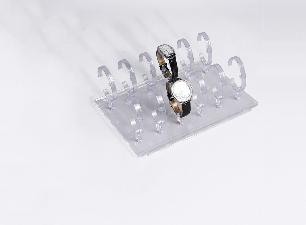 Acrylic Watch Display Stands — 12-Watch Display — 11 3/4 x 8 x 3 3/4" H (30 x 20.5 x 9.5cm) — Clear Acrylic