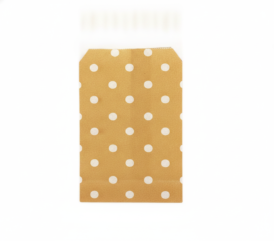 Polka Dot Paper Gift Bag — White Polka Dot Kraft — 6 x 9 in