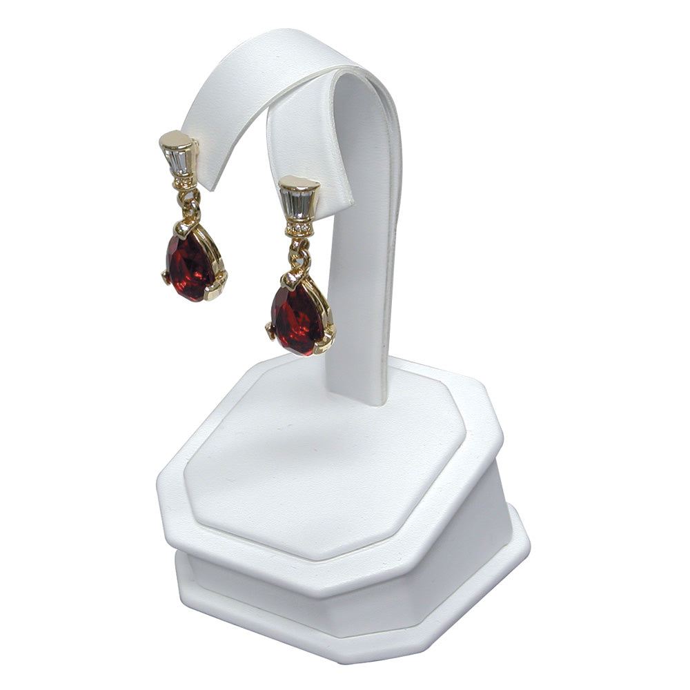 Wedge Base Stand — 2 1/2 x 2 1/2 x 4 1/2" H — White Faux Leather