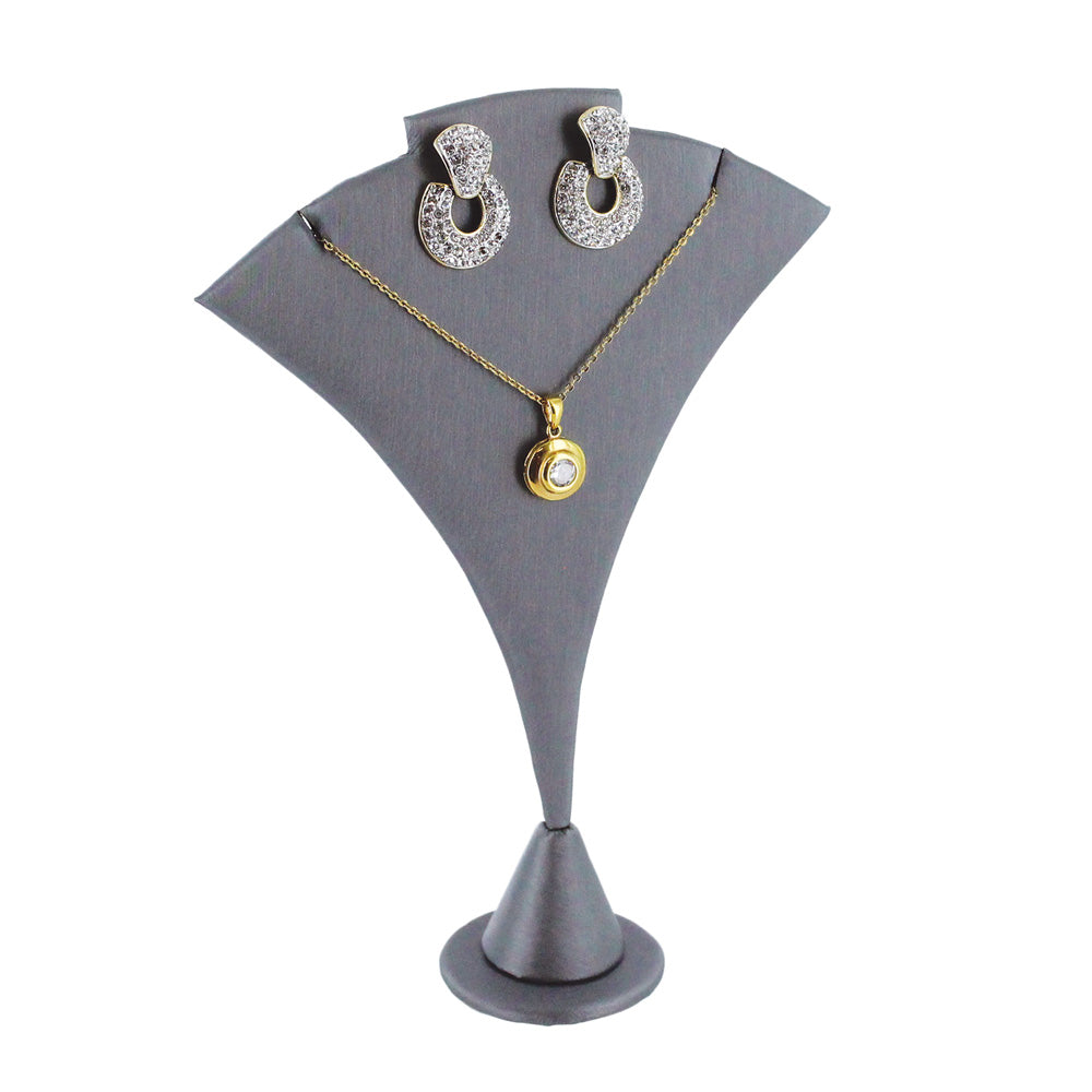 Tip Resistant Base Stand — 5 1/2 x 2 x 7 1/4" H — Steel Grey Faux Leather
