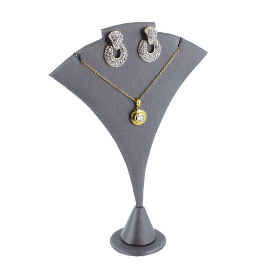 Tip Resistant Base Stand — 5 1/2 x 2 x 7 1/4" H — Steel Grey Faux Leather