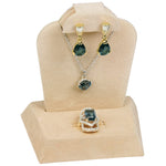 Combination Stand — Stepped Base — 4 1/2 x 3 1/4 x 5" H — Beige Suede