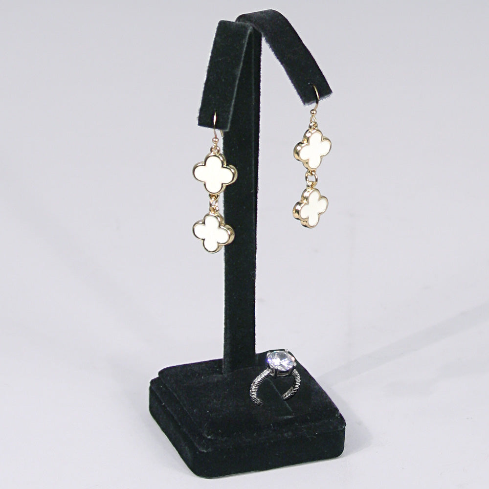 Black / White Earring Tree Stands — Ring/Earring — 6 5/8" H — Black Velvet