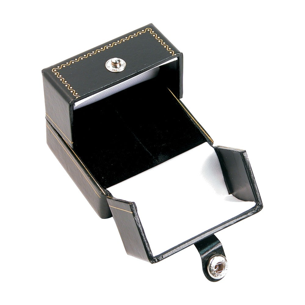 Clip Earring Box - Snap-Tab - Black / Black & White Interior