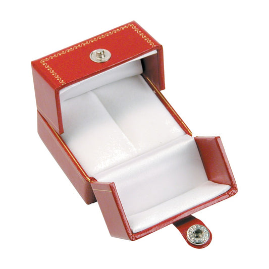 3-Slot Ring Box - Snap-Tab - Red / White Interior