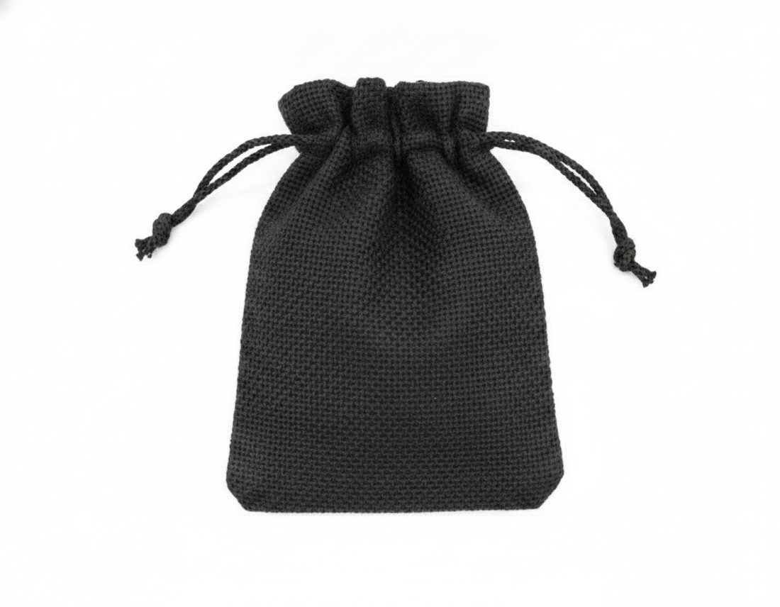 Burlap Drawstring Pouch — Black Burlap — 3 x 4 in