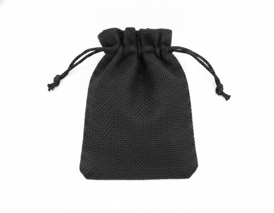 Burlap Drawstring Pouch — Black Burlap — 4 x 5 in