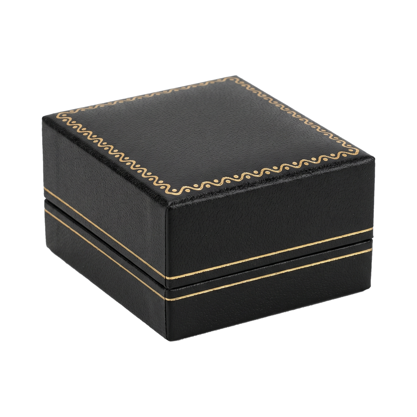 Earring Box - Classic Rectangular Style Leatherette - Black / Black — 2⅝ x 3⅛ x 1⅛ in