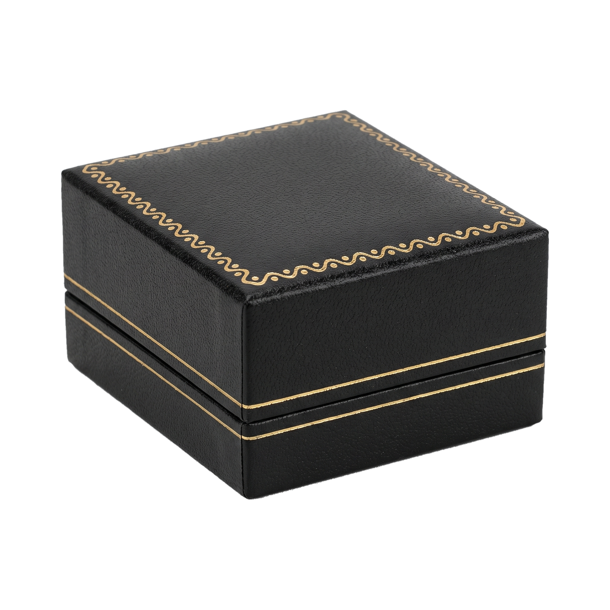Earring Box - Classic Rectangular Style Leatherette - Black / White — 2⅝ x 3⅛ x 1⅛ in