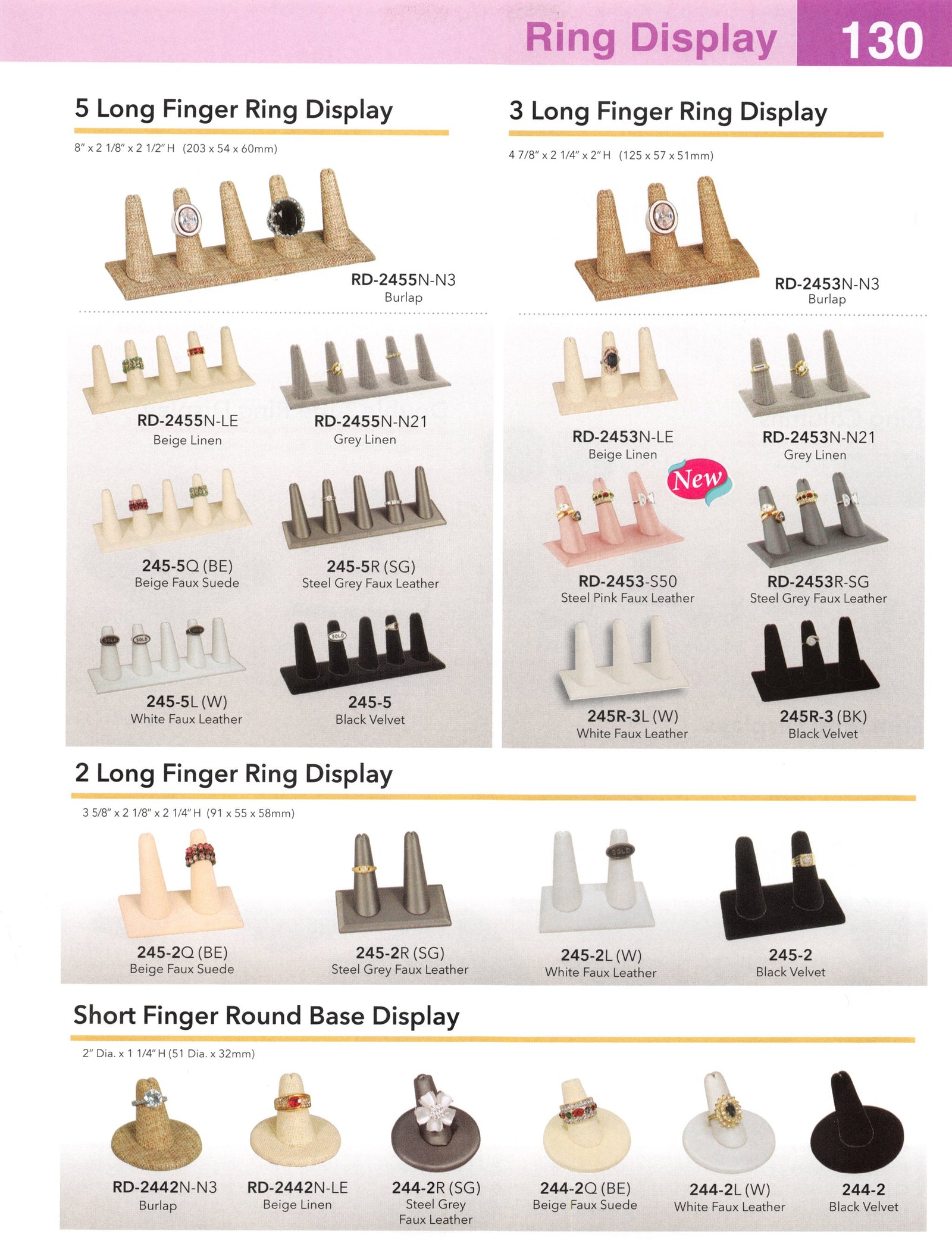 Catalog page — 2 Long Finger Ring Display